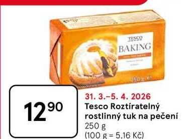 Tesco Roztíratelný rostlinný tuk na pečení, 250 g