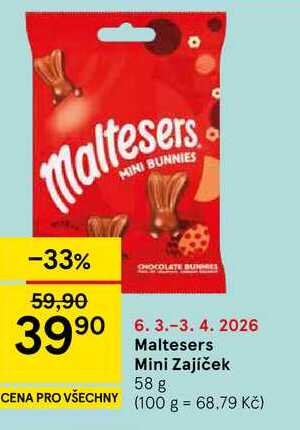Maltesers Mini Zajíček, 58 g