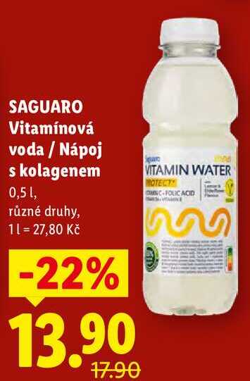 SAGUARO Vitamínová voda/Nápoj s kolagenem, 0,5 l