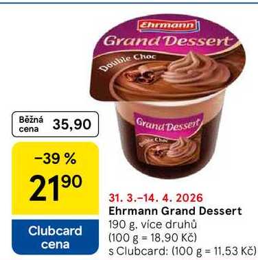 Ehrmann Grand Dessert, 190 g, více druhů  