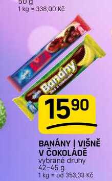 BANÁNY | VIŠNĚ V ČOKOLÁDĚ vybrané druhy 42-45 g  
