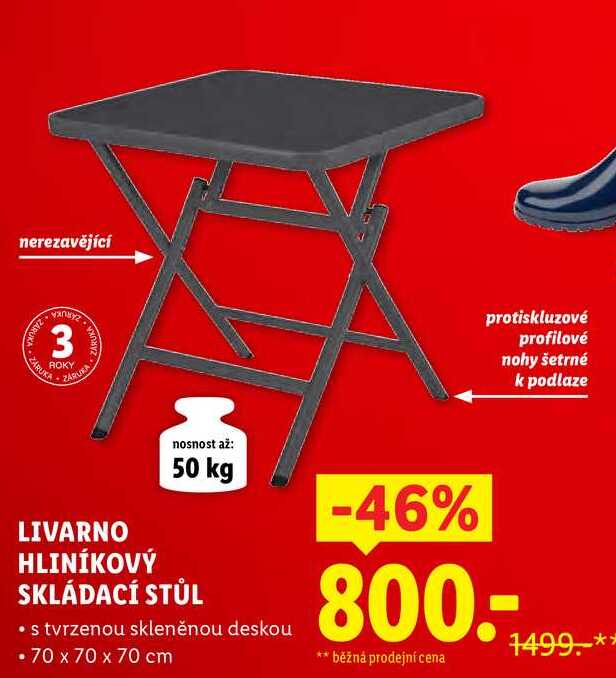 LIVARNO HLINÍKOVÝ SKLÁDACÍ STŮL