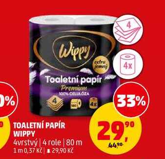 TOALETNÍ PAPÍR WIPPY, 4 role
