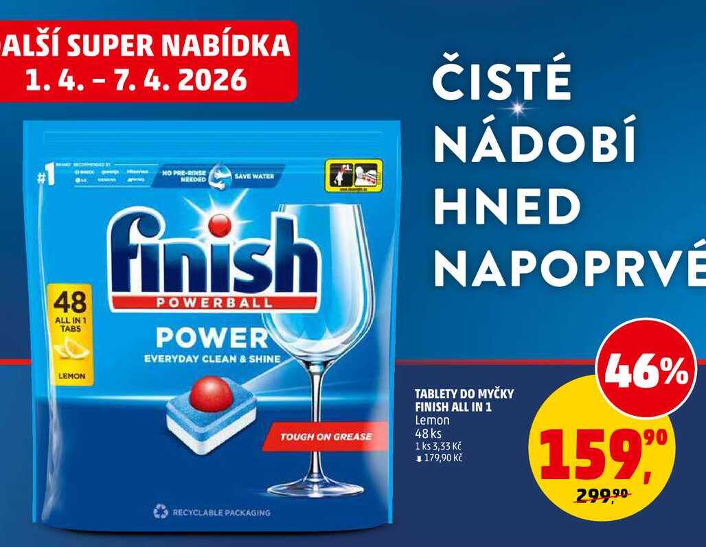 TABLETY DO MYČKY FINISH ALL IN 1 Lemon, 48 ks