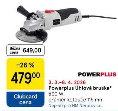 Powerplus Úhlová bruska, 500 W. průměr kotouče 115 mm
