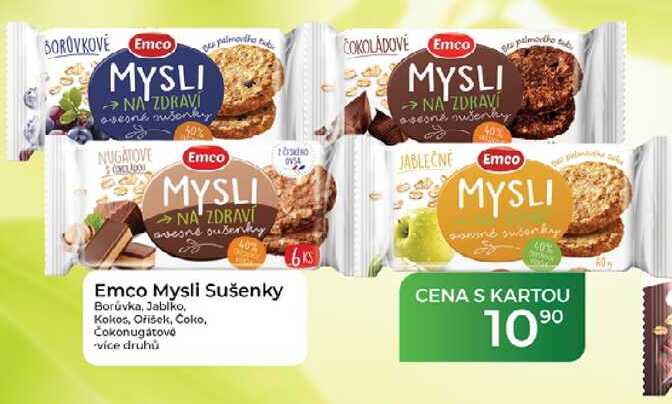 Emco Mysli Sušenky Borůvka, Jablko, Kokos, Ořišek, Coko, Čokonugátové více druhů 6KS
