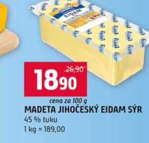MADETA JIHOČESKÝ EIDAM SÝR 45% tuku 100g