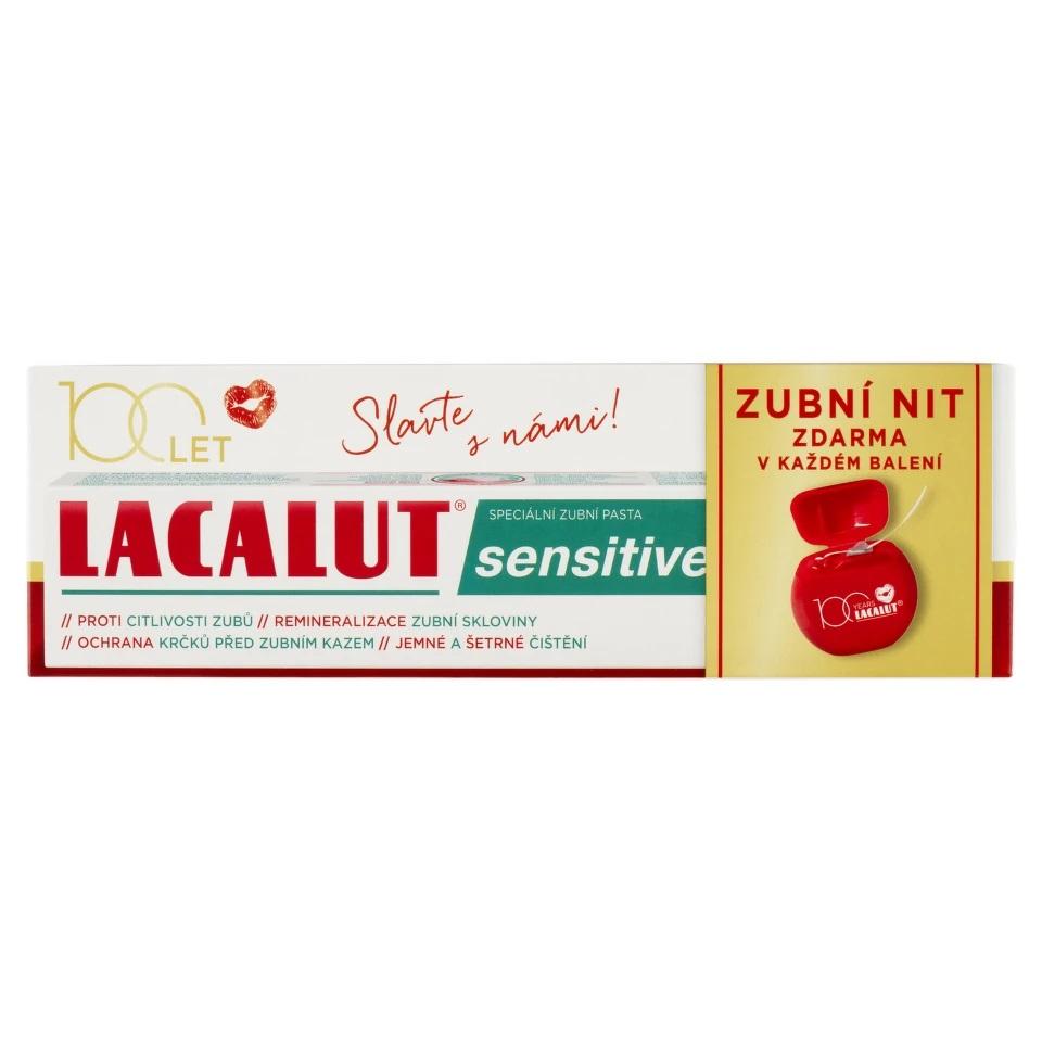 Lacalut Sensitive zubní pasta 75 ml + dentální niť