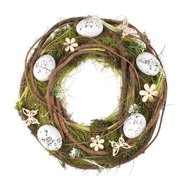 Anděl Přerov Věnec proutěný s vajíčky a motýlky, 34 cm