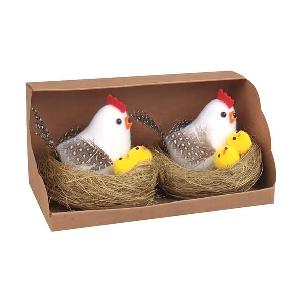 Anděl Přerov Slepička s kuřátky, bílá, 7 cm