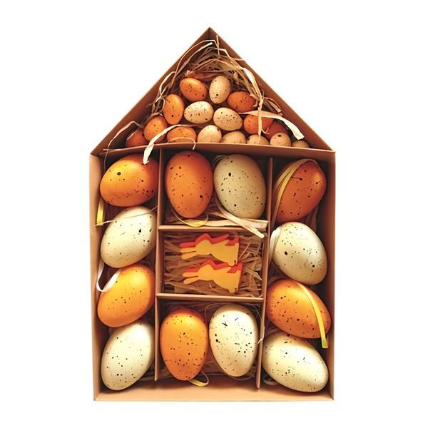 Anděl Přerov Dekorační plastová vajíčka oranžová – sada 28 ks, různé velikosti