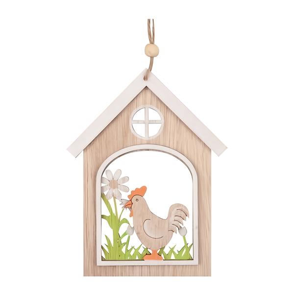 Anděl Přerov Domeček se slepičkou na zavěšení, 14 cm