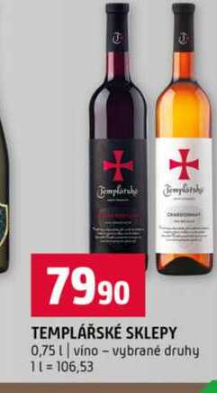 TEMPLÁŘSKÉ SKLEPY 0,75l víno vybrané druhy