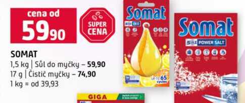 SOMAT 1,5 kg Sůl do myčky 17 g Čistič myčky 