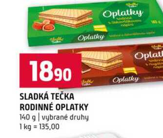 SLADKÁ TEČKA RODINNÉ OPLATKY 140 g vybrané druhy