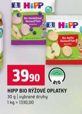 HIPP BIO RÝŽOVÉ OPLATKY 30 g vybrané druhy