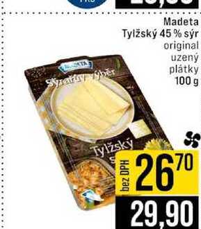 Madeta Tylžský 45% sýr original uzený plátky 100 g