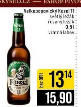 Velkopopovický Kozel 11 světlý ležák řezaný ležák 0,5l