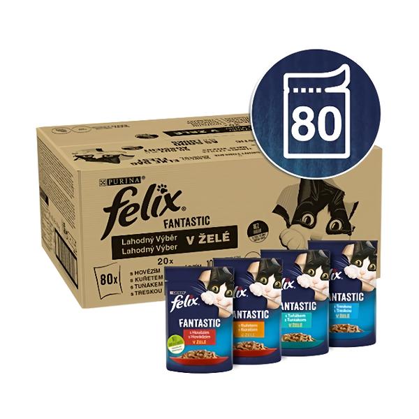 Felix Fantastic kapsičky pro kočky hovězí, kuře, tuňák, treska v želé 80x85 g