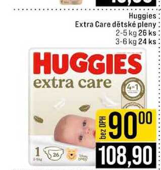 Huggies Extra Care dětské pleny 2-5 kg 26 ks 3-6 kg 24 ks