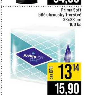 Prima Soft bilé ubrousky 1-vrstvé 33x33 cm 100 ks 