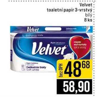 Velvet Velvet toaletní papír 3-vrstvý bilý 8 ks