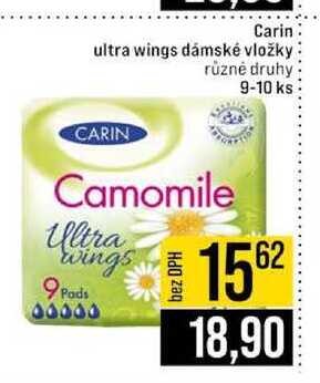Carin ultra wings dámské vložky různé druhy 9-10 ks 