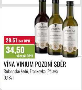 VÍNA VINIUM POZDNÍ SBĚR 0,187l