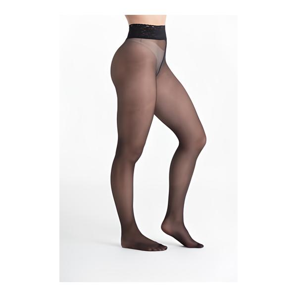 Nadotec s krajkovým pásem | KRÁSY | vel. 3M | černá | 30 DEN