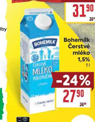Bohemilk Čerstvé mléko 1,5% 1l