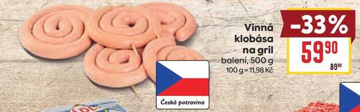 Vinná klobása na gril balení, 500 g