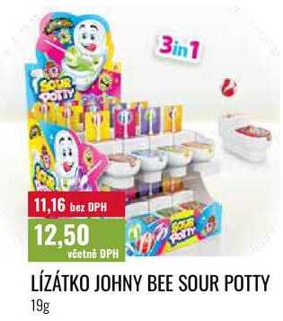 LÍZÁTKO JOHNY BEE SOUR POTTY 19g 