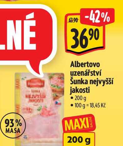 Albertovo uzenářství Šunka nejvyšší jakosti 200 g 