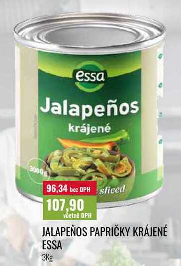 JALAPEÑOS PAPRIČKY KRÁJENÉ ESSA 3Kg 