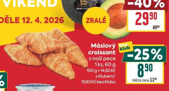 Máslový croissant z naší pece 1ks, 60 g