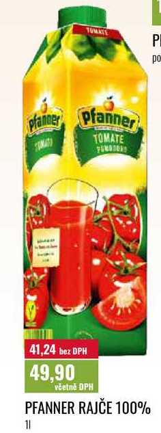 PFANNER RAJČE 100% 1l