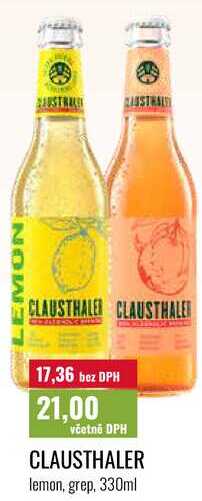 CLAUSTHALER lemon, grep, 330ml