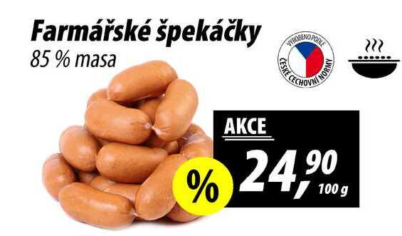 Farmářské špekáčky 85% masa, 100 g