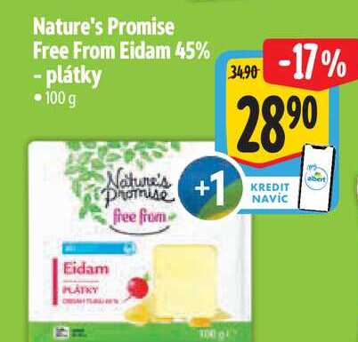 Nature's Promise Free From Eidam 45% - plátky 100 g 