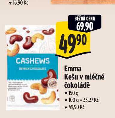   Emma Kešu v mléčné čokoládě  150 g 