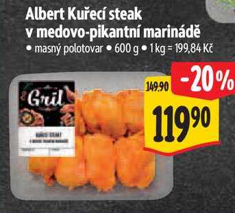 Albert Kuřecí steak v medovo-pikantní marinádě, 600 g