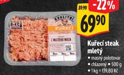 Kuřecí steak mletý, 500 g
