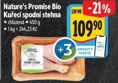 Nature's Promise Bio Kuřecí spodní stehna, 450 g