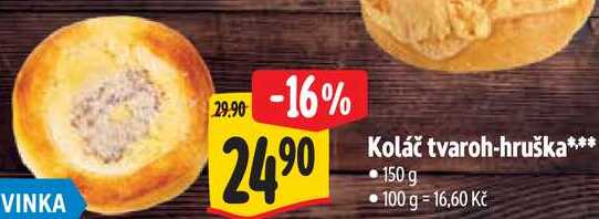 Koláč tvaroh-hruška, 150 g