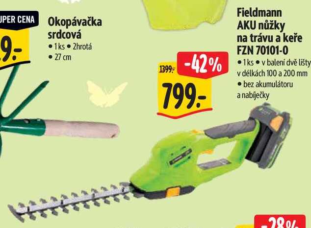 Fieldmann AKU nůžky na trávu a keře FZN 70101-0 