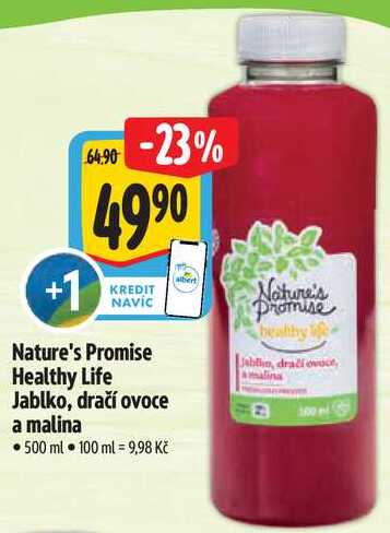 Nature's Promise Healthy Life Jablko, dračí ovoce a malina, 500 ml