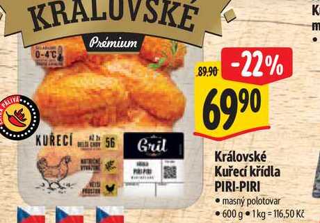 Královské Kuřecí křídla PIRI-PIRI, 600 g