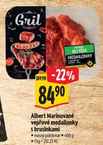 Albert Marinované vepřové medailonky s brusinkami, 400 g