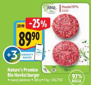 Nature's Promise alber Bio Hovězí burger, 260 g