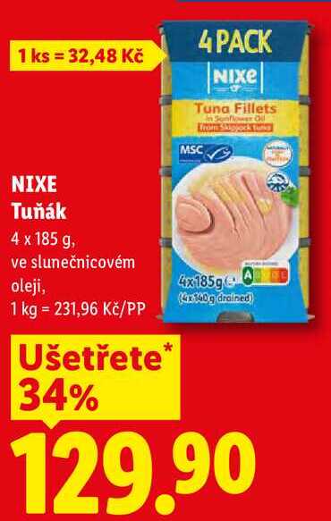 NIXE Tuňák, 4x 185 g